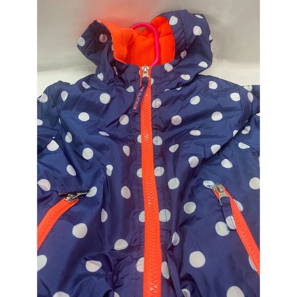 Pink Platinum Toddler Girls Size 2t Navy Blue & White Polka Dot Puffer Jacket - Picture 1 of 8